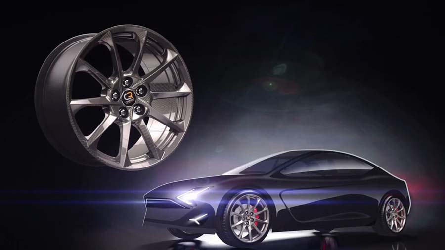 EV concept with carbon fiber wheels