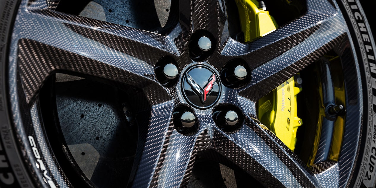 Corvette Z06 Visible Weave carbon fiber wheel on vehicle