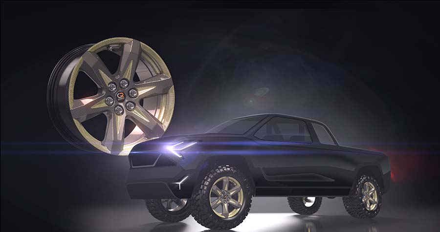 Electric Pickups render with carbon fiber wheels