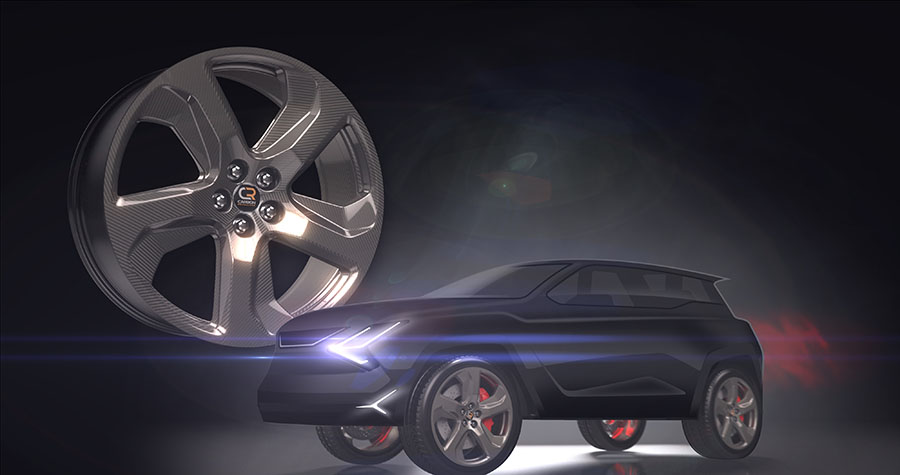 EV SUV with carbon fiber wheels