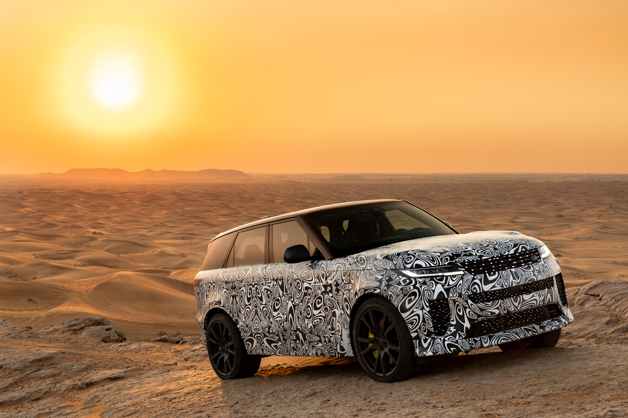 Range Rover Sport SV with carbon fibre wheels off-road testing desert